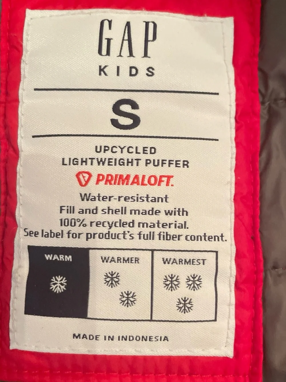 GAP Kids Bright Red Hooded Packable Puffer Jacket size small
